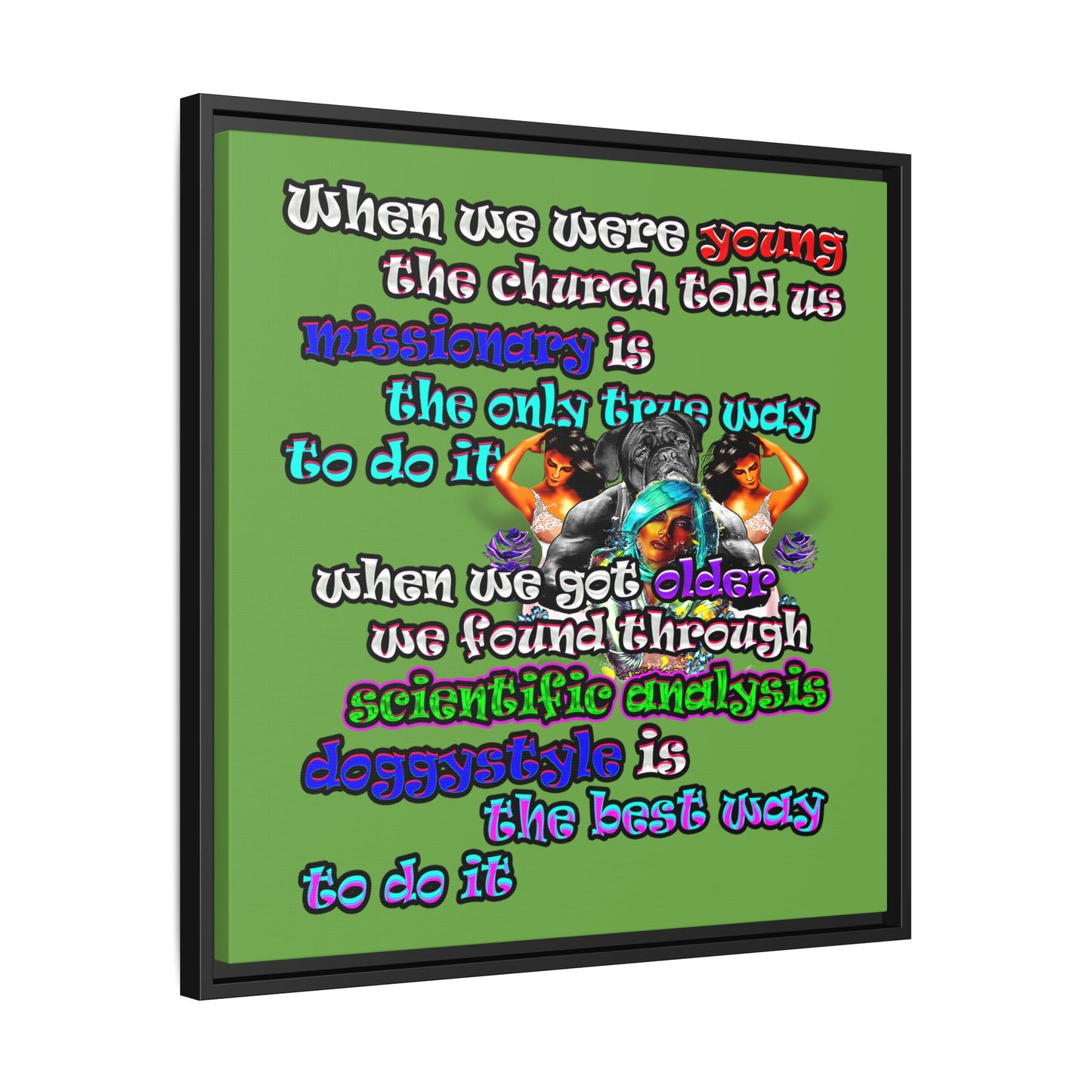 doggystyle - framed canvas art (green)
