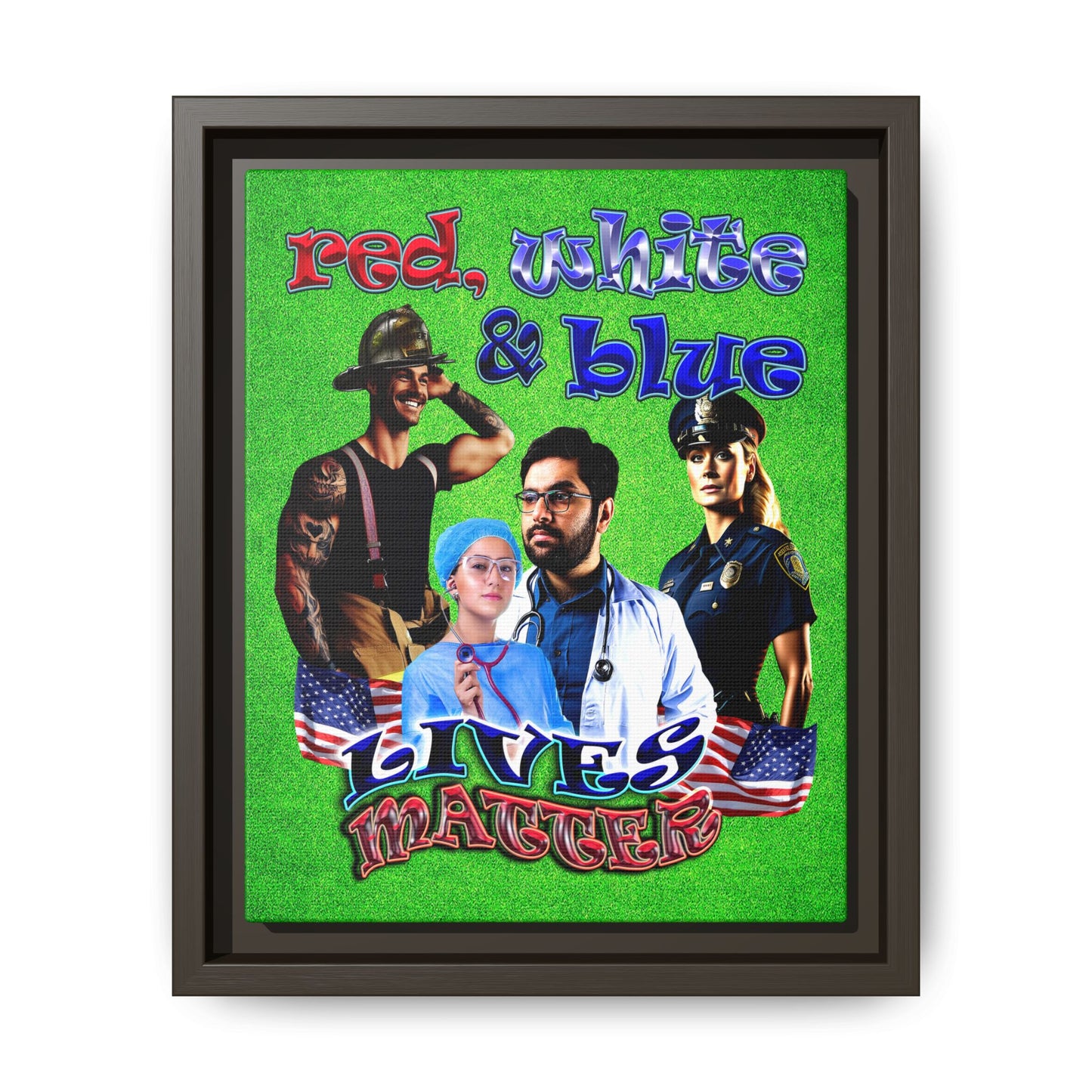 rw&b lives matter - framed canvas art (green turf)