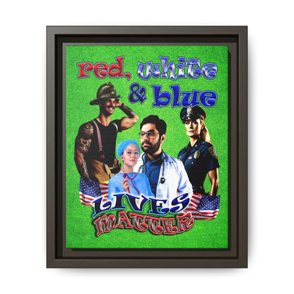 rw&b lives matter - framed canvas art (green turf)