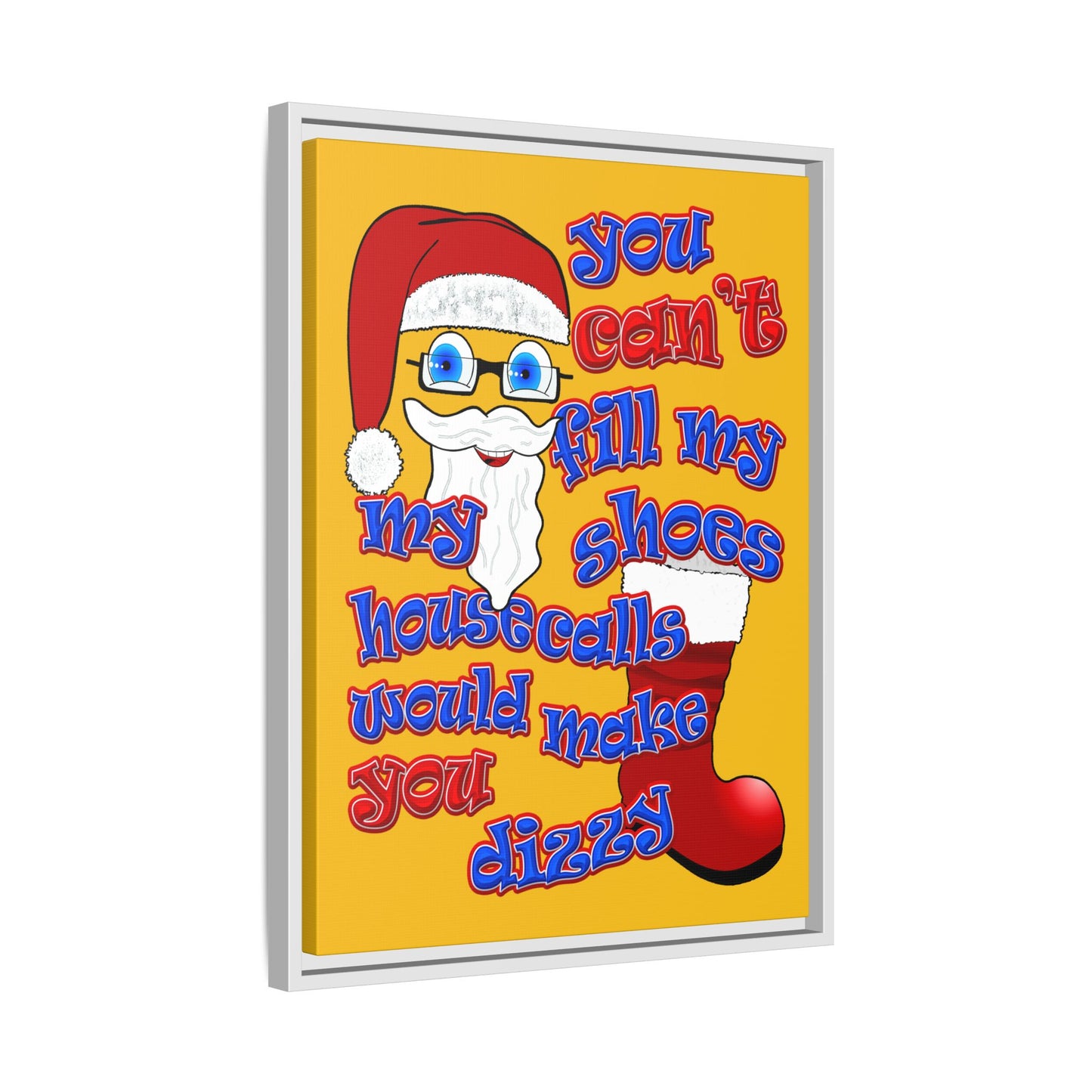 santa's shoes - framed canvas art (yellow)