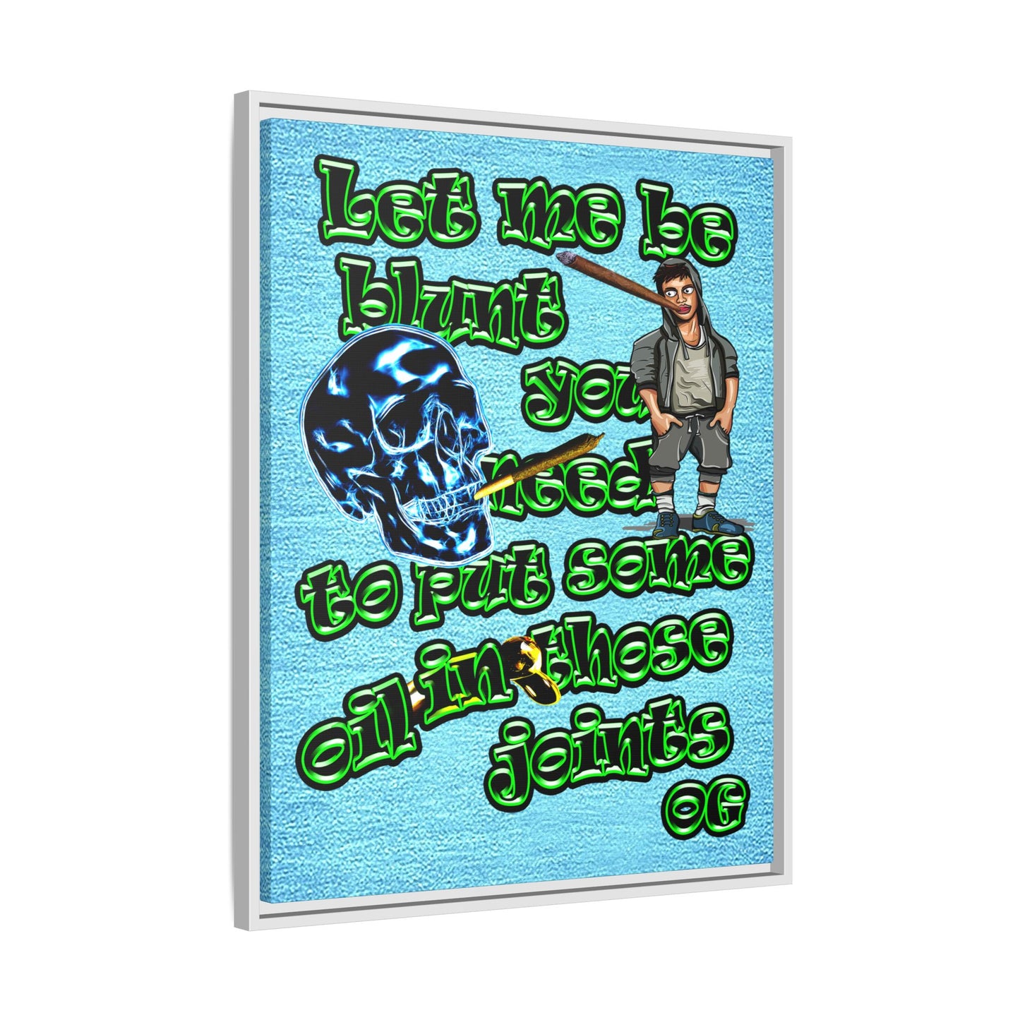 og - framed canvas art (faded blue)