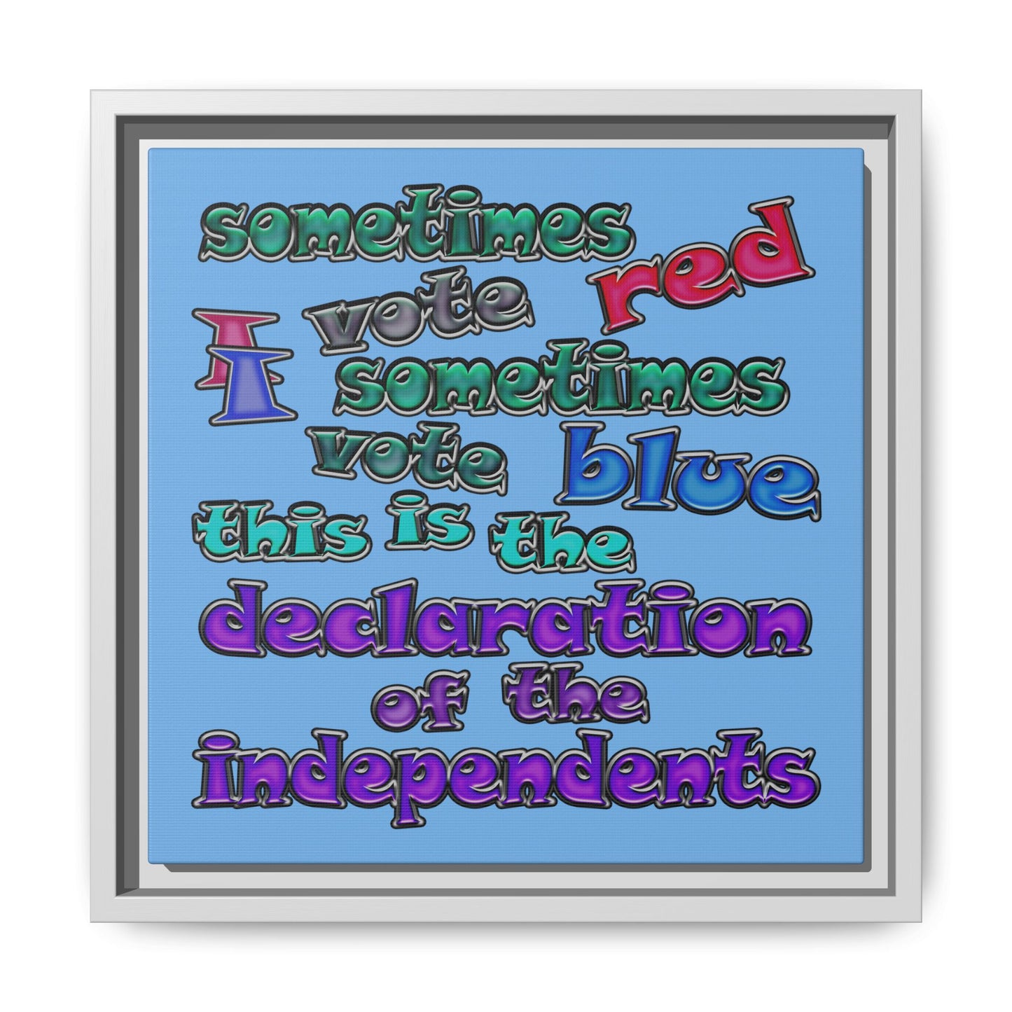 declaration of the independents - framed canvas art (light blue)