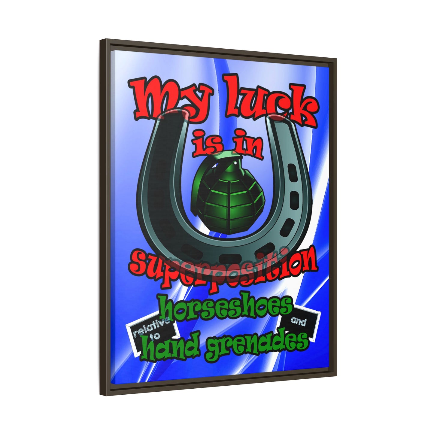 my luck - framed canvas art (blue-white wave)