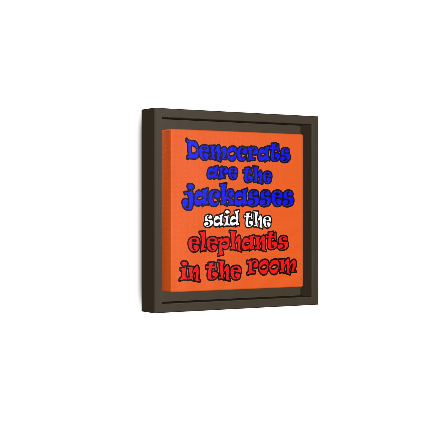 donkeys and elephants - framed canvas art (orange)