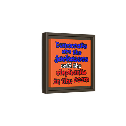 donkeys and elephants - framed canvas art (orange)