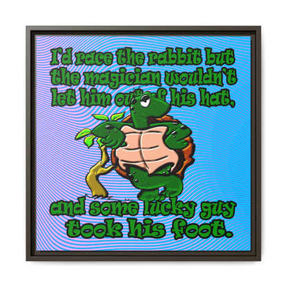 turtle race - framed canvas art (light blue-purple wave)