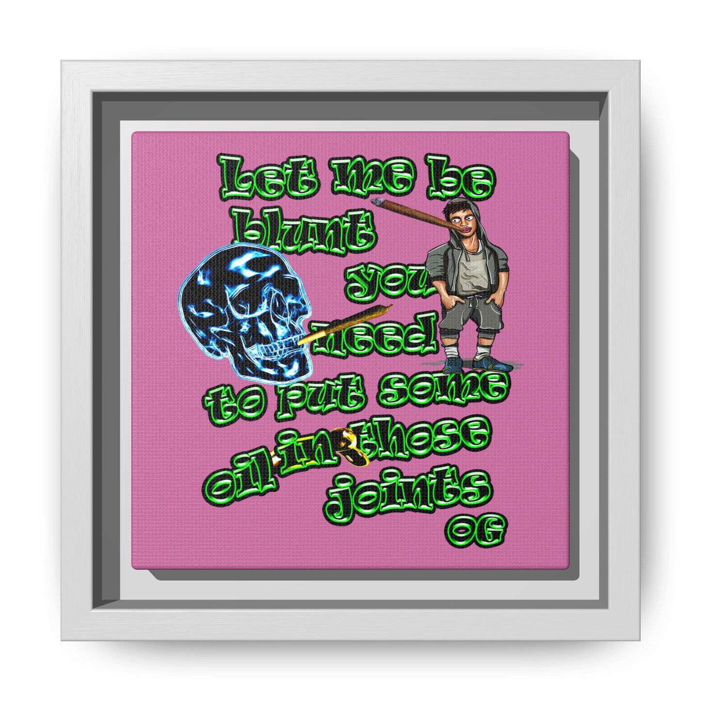 og - framed canvas art (light pink)