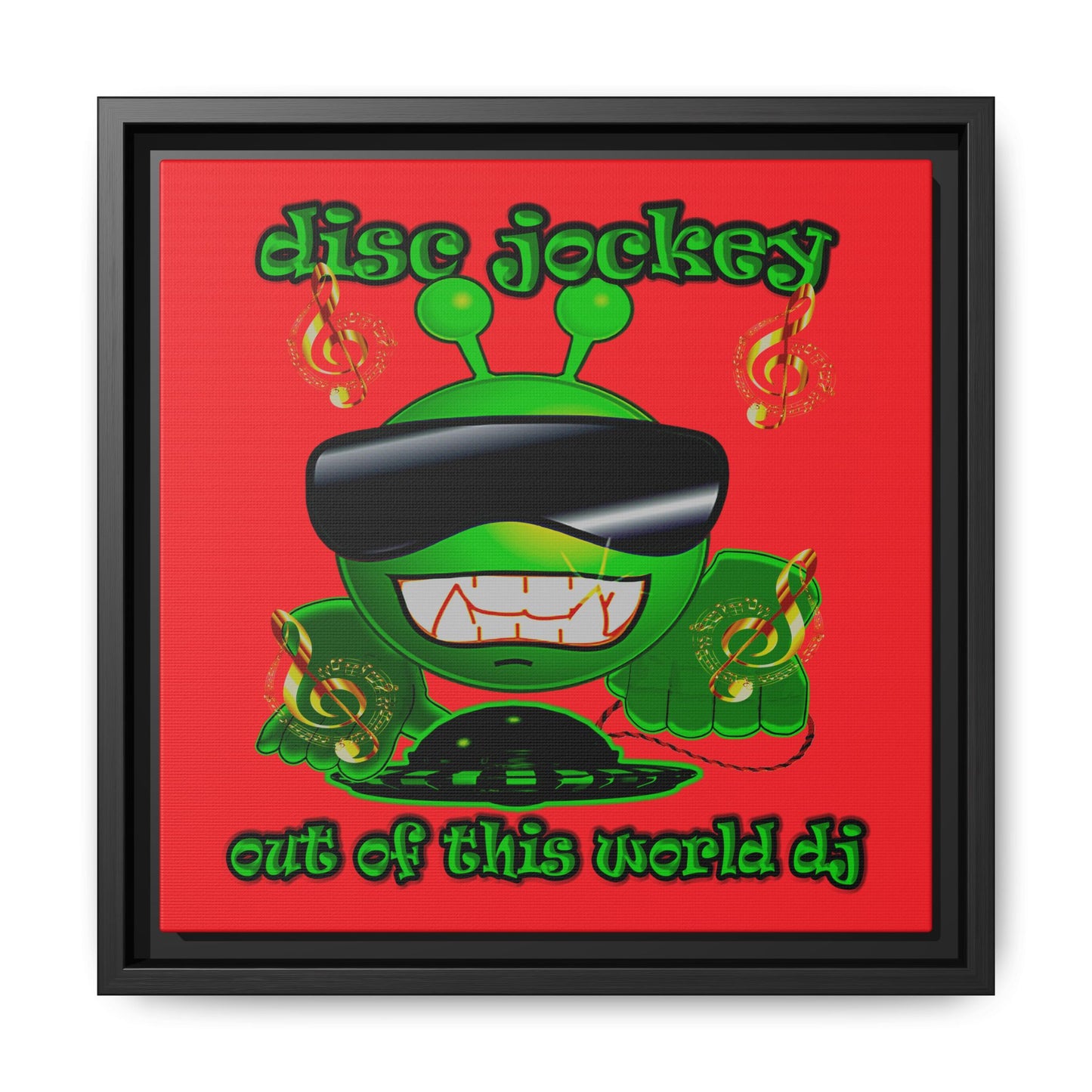 disc jockey - framed canvas art (red)