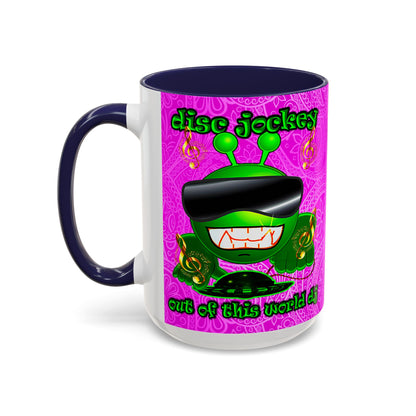 disc jockey - Accent Mug (pink swirl)