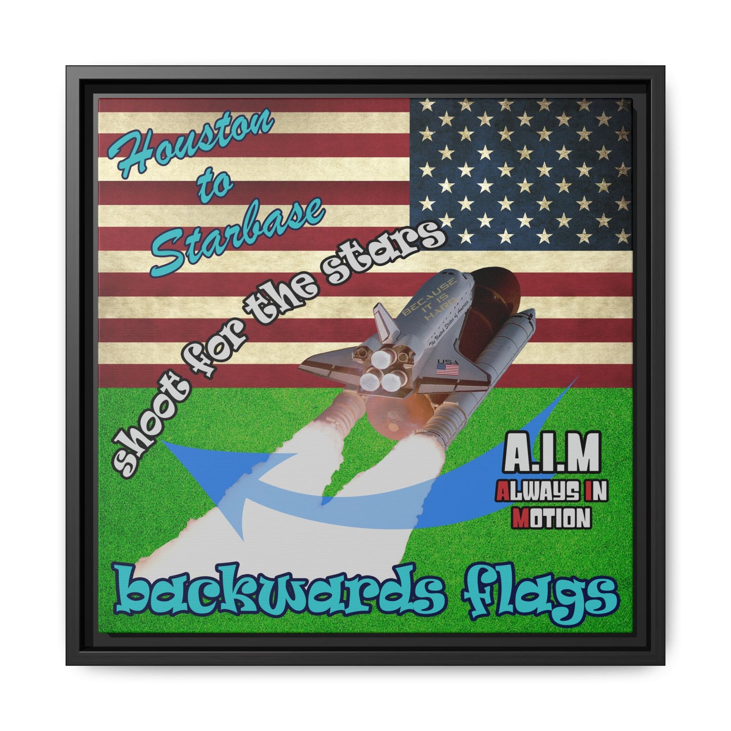 shoot for the stars - framed canvas art (green turf)