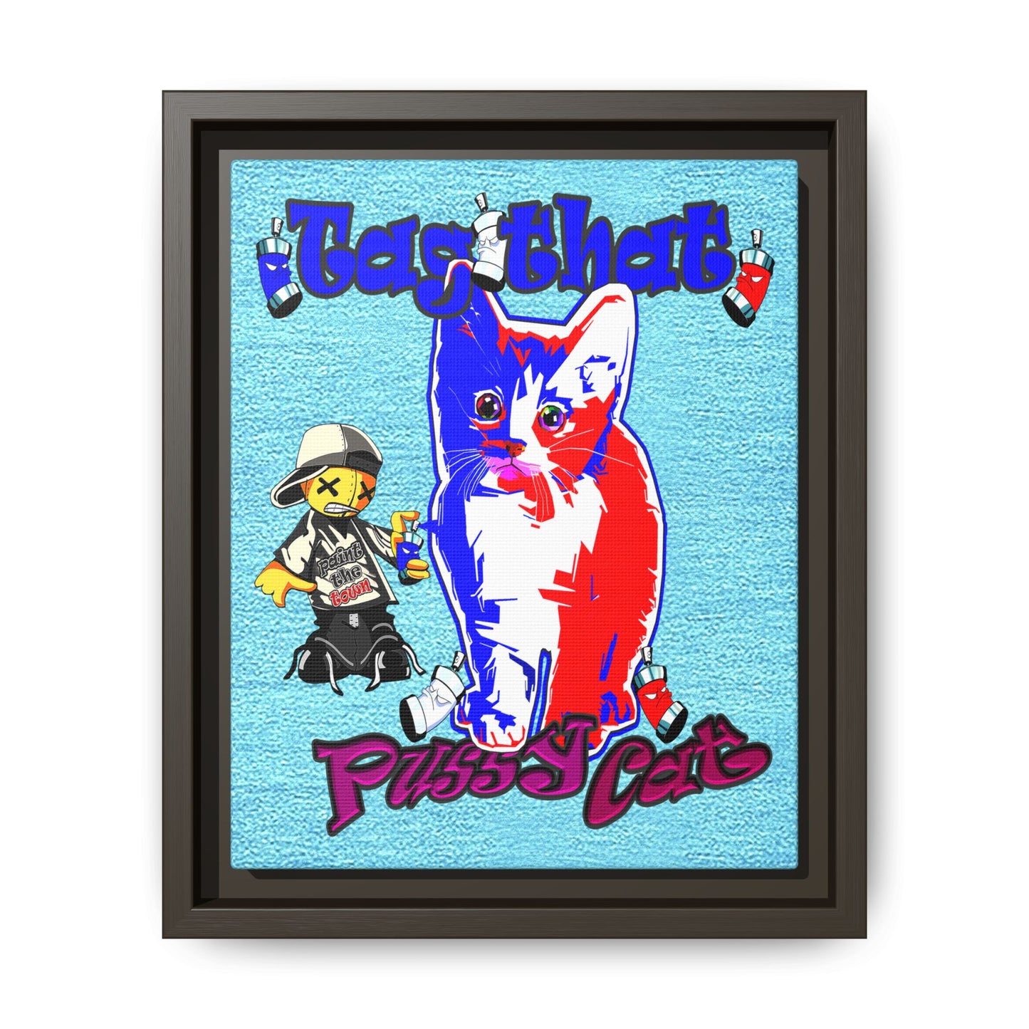 tag that - framed canvas art (faded blue)
