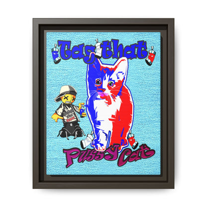tag that - framed canvas art (faded blue)