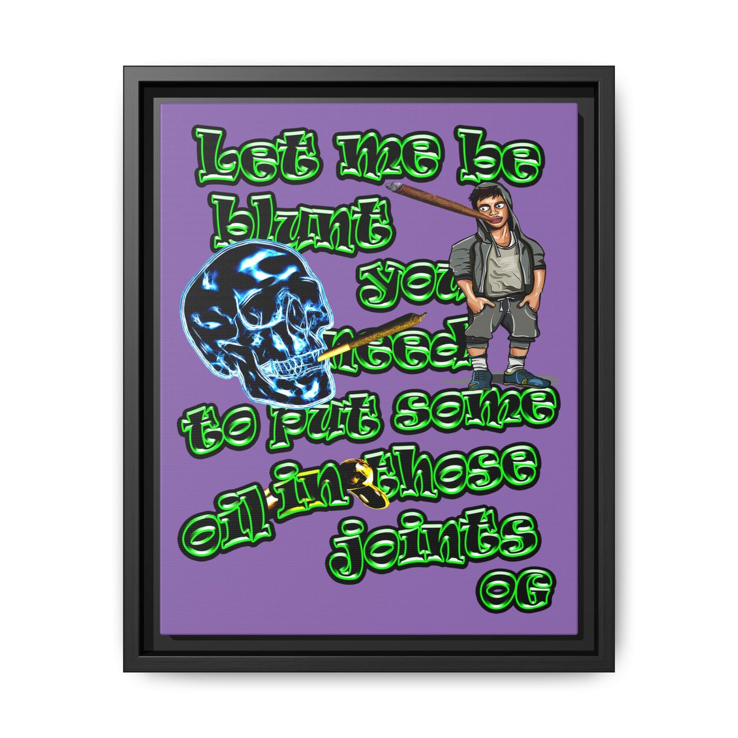 og - framed canvas art (light purple)