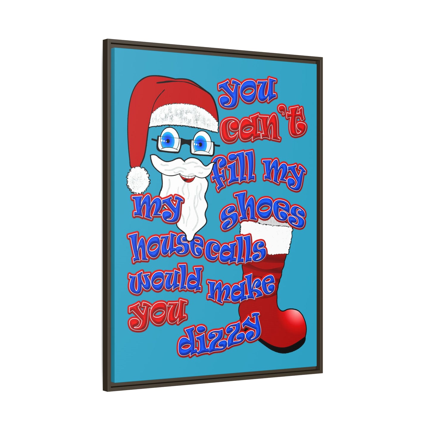 santa's shoes - framed canvas art (turquoise)