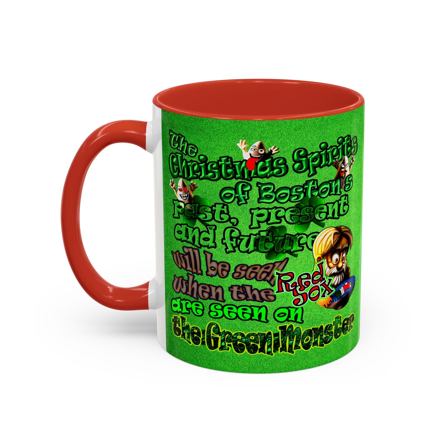 christmas spirits of boston - Accent Mug (green turf)
