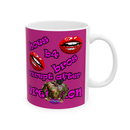 hoes b4 bros - White Mug (pink)