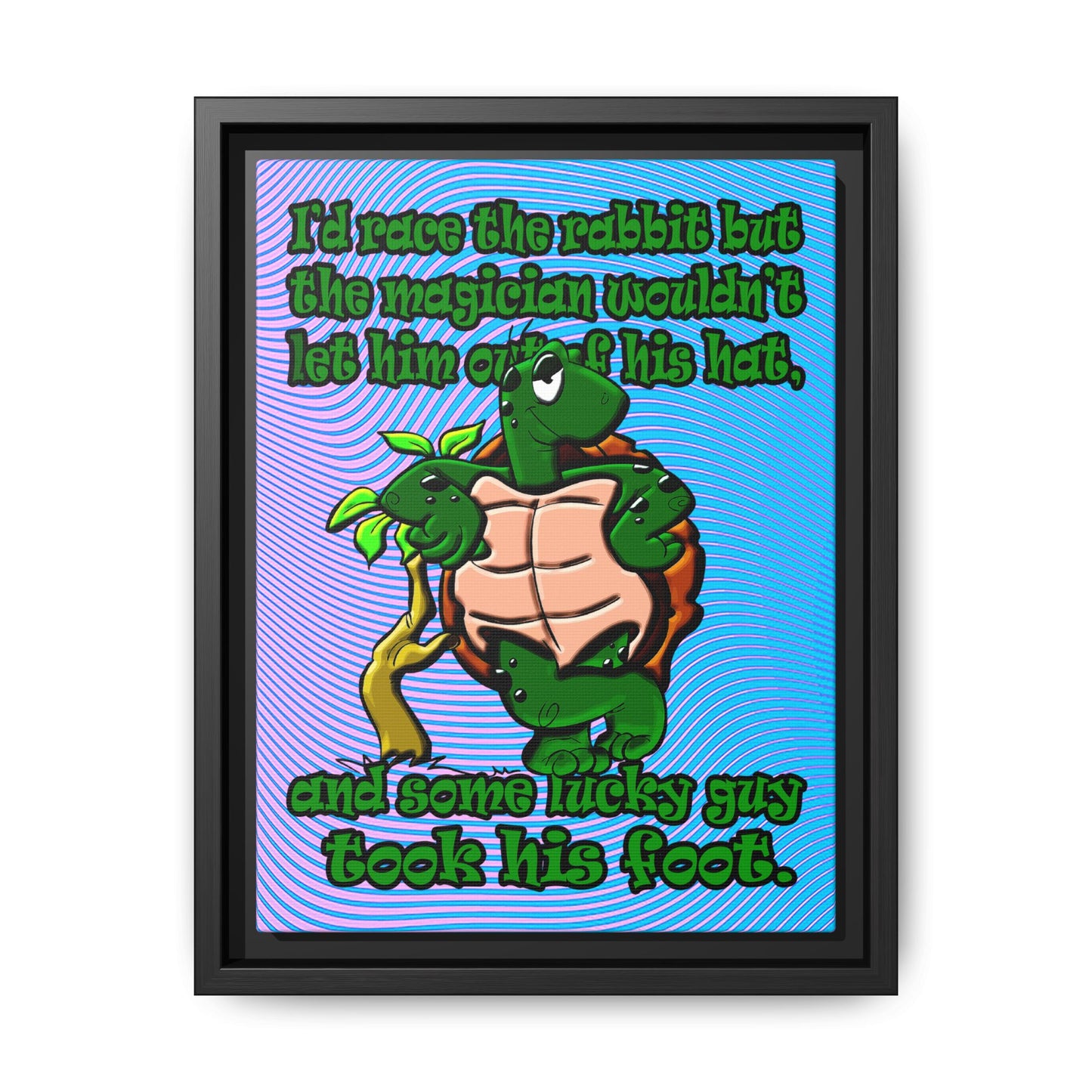 turtle race - framed canvas art (light blue-purple wave)