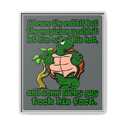 turtle race - framed canvas art (dark grey)