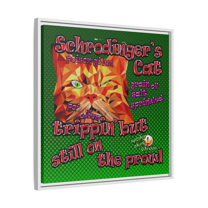 schrodinger's cat - framed canvas art (logo green)