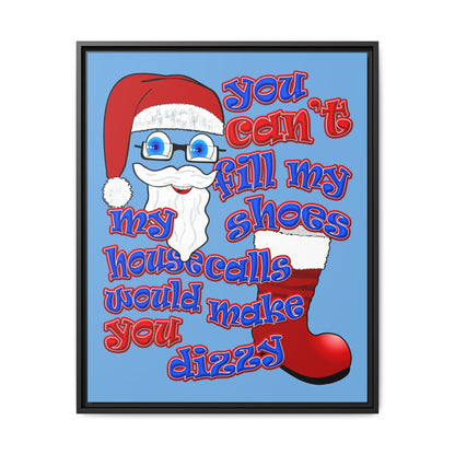 santa's shoes - framed canvas art (light blue)