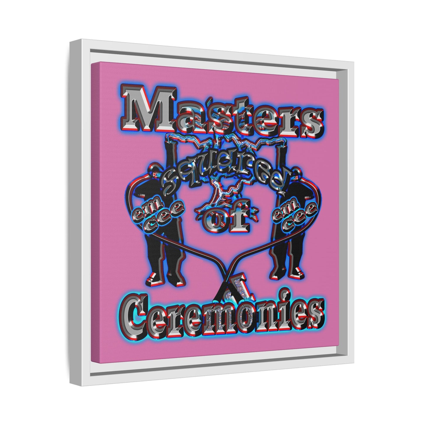 em cee squared - framed canvas art (light pink)