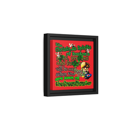 christmas spirits of boston - framed canvas art (red)