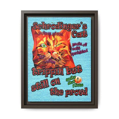 schrodinger's cat - framed canvas art (faded blue)