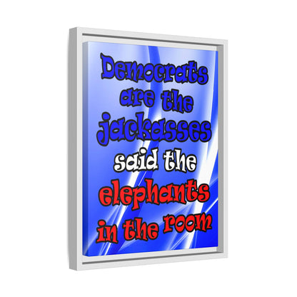 donkeys and elephants - framed canvas art (blue-white wave)