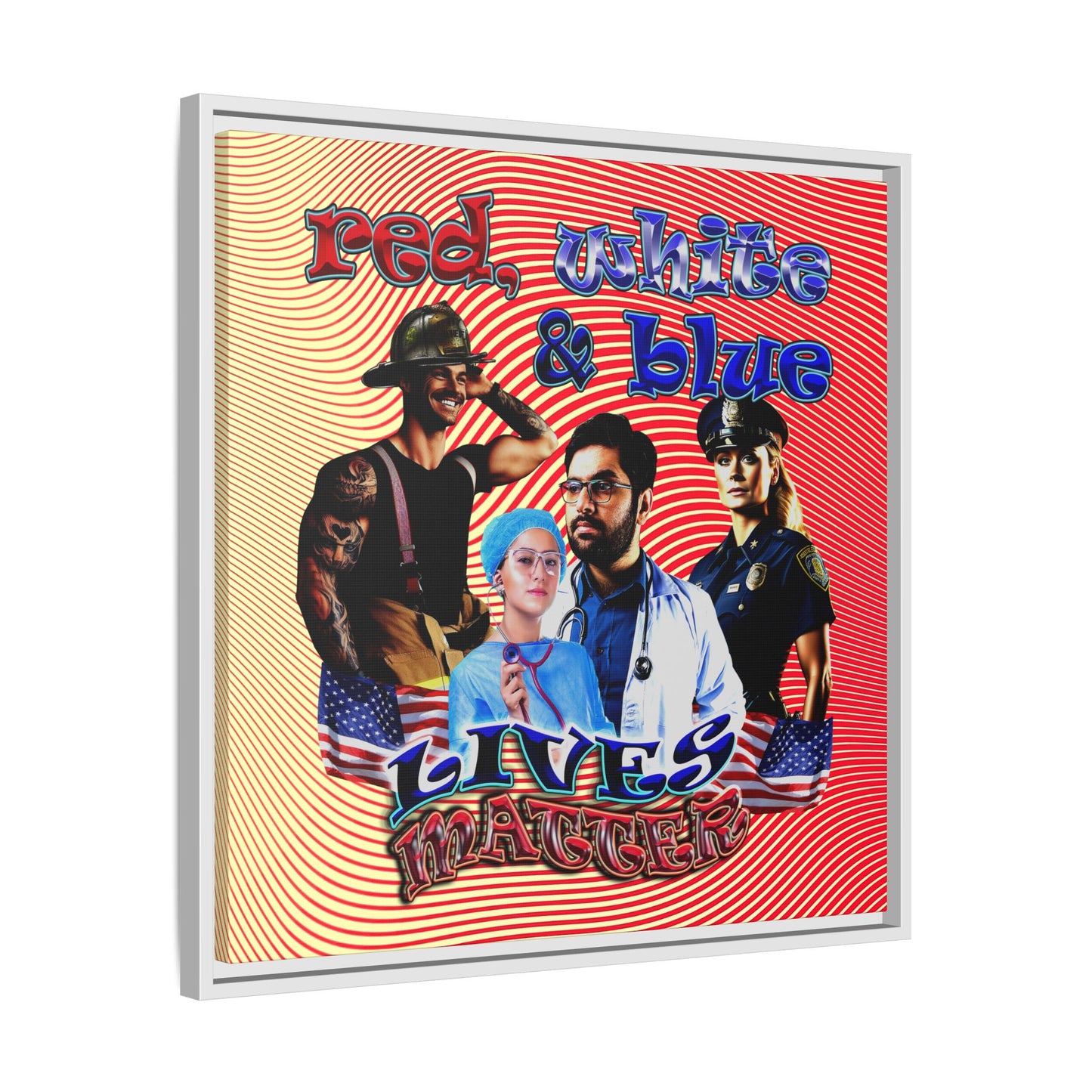 rw&b lives matter - framed canvas art (yellow-orange wave)