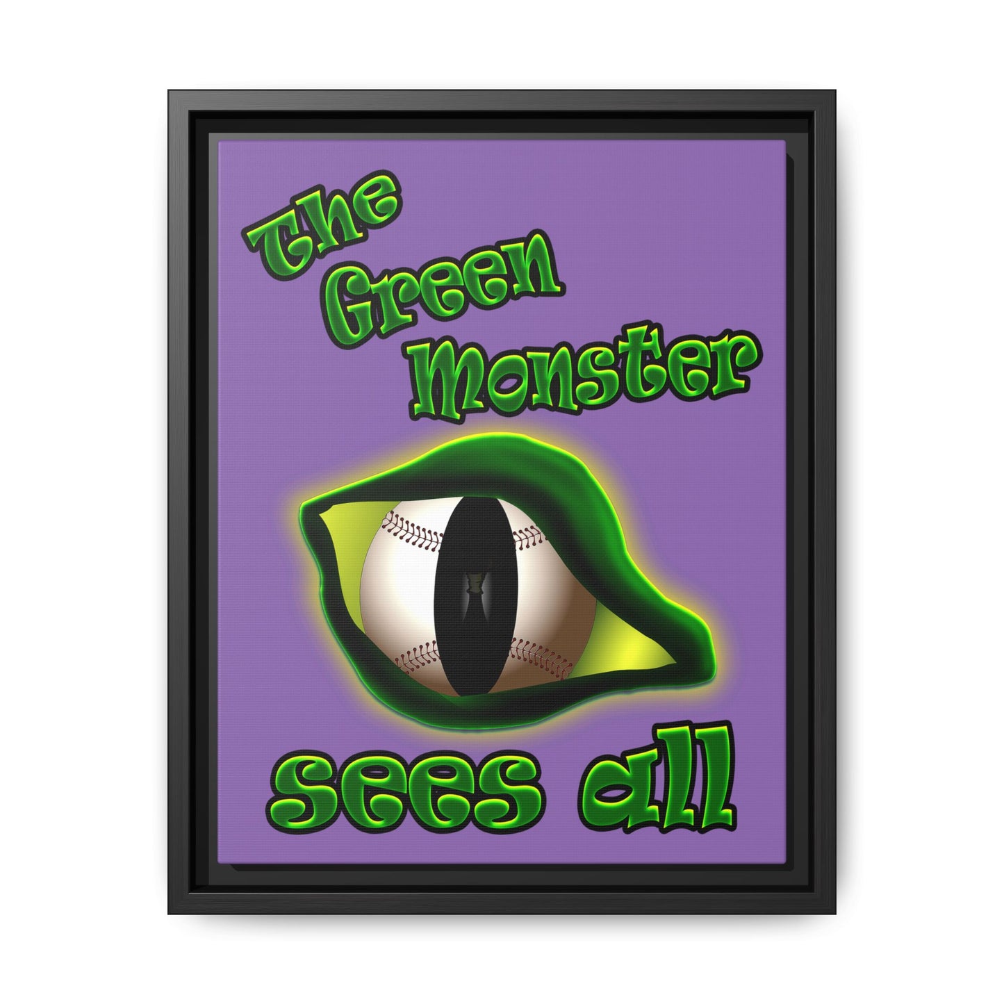 green monster - framed canvas art (light purple)