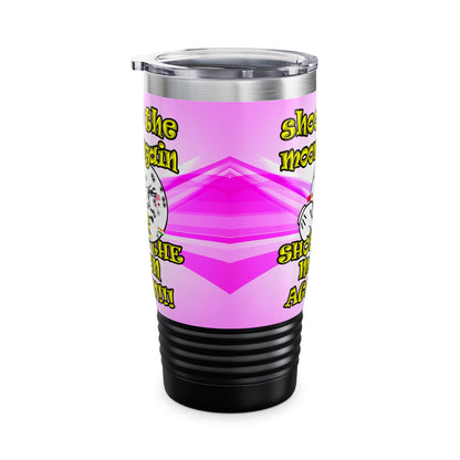 shoot the moon again - Ringneck Tumbler, 20oz (light blue-pink wave)