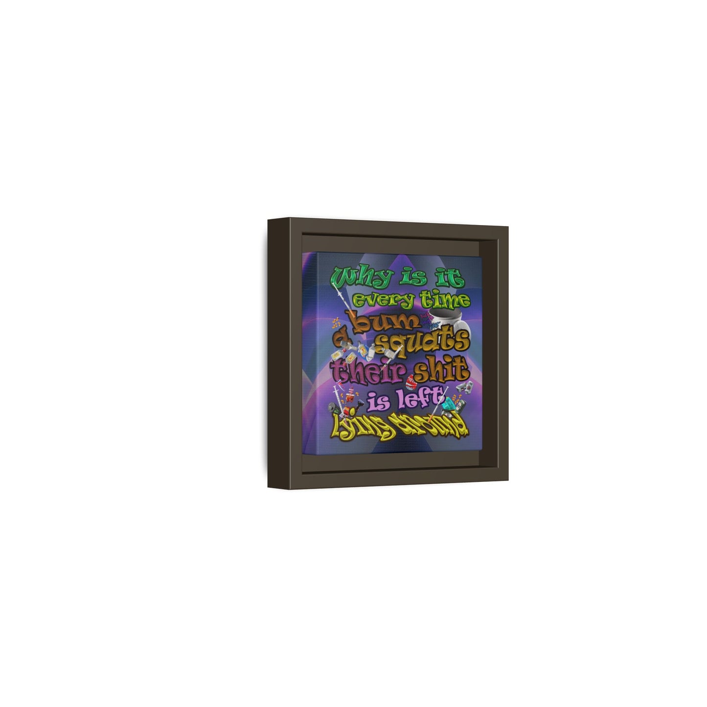 the bum's shit - framed canvas art (grey-pink wave)
