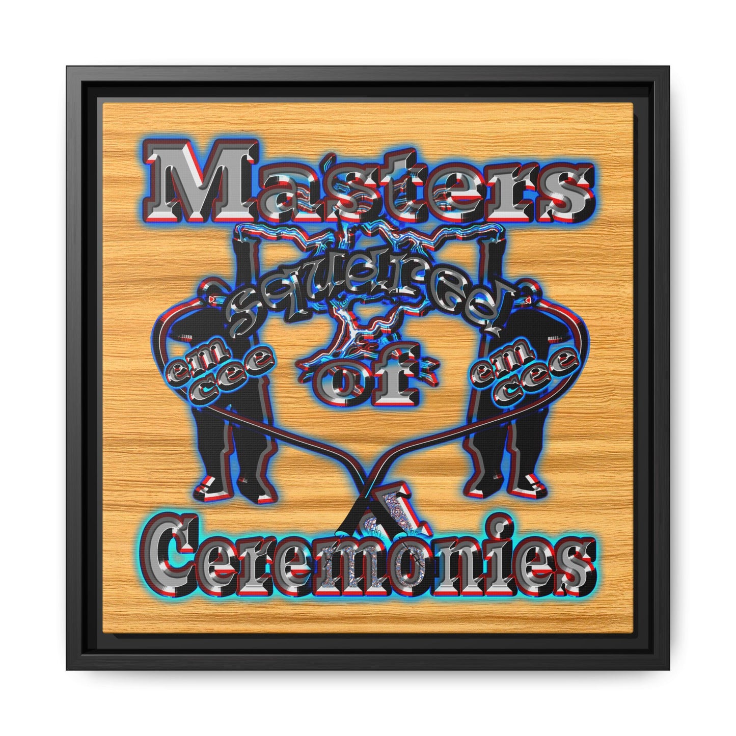 em cee squared - framed canvas art (butterscotch wood finish)