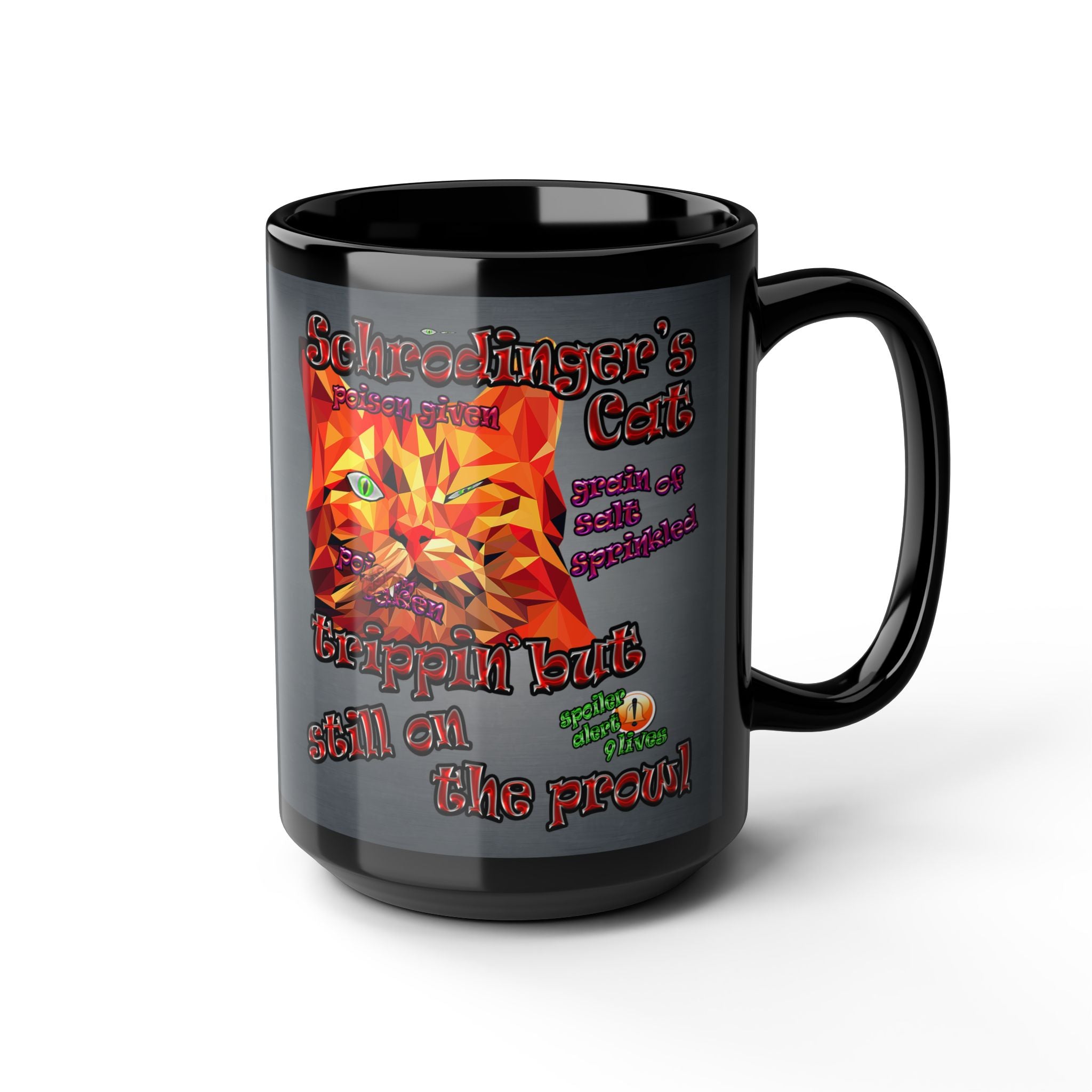 schrodinger's cat - Black Mug (grey-light grey)