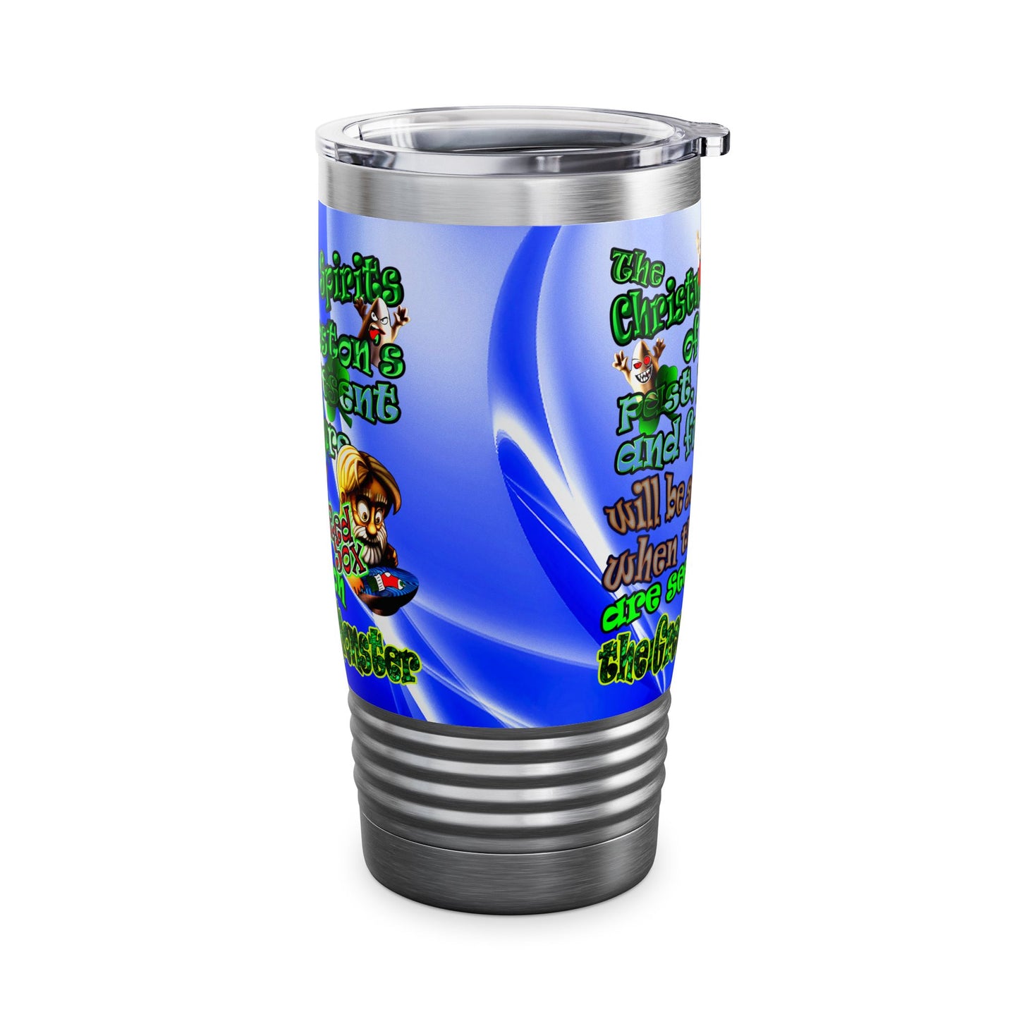 christmas spirits of boston - Ringneck Tumbler, 20oz (blue-white wave)