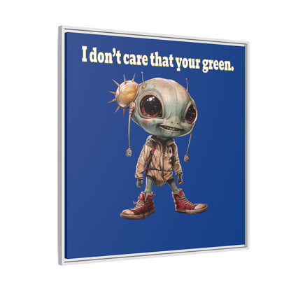 I don't care that your green - framed canvas art (dark blue)