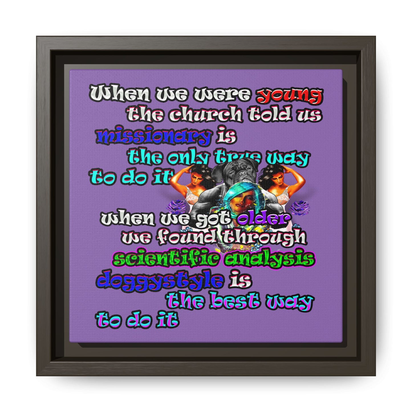 doggystyle - framed canvas art (light purple)
