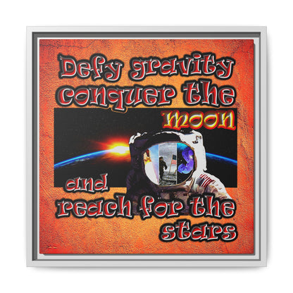 defy conquer reach - framed canvas art (burnt orange)