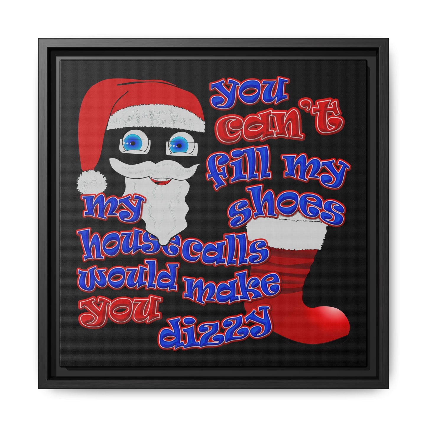 santa's shoes - framed canvas art (black)