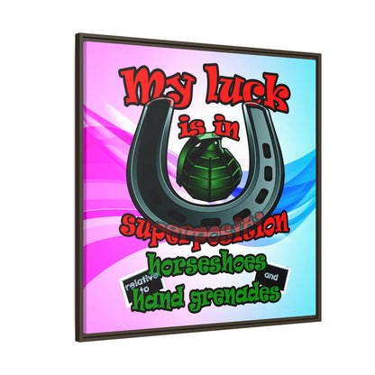 my luck - framed canvas art (light blue-pink wave)