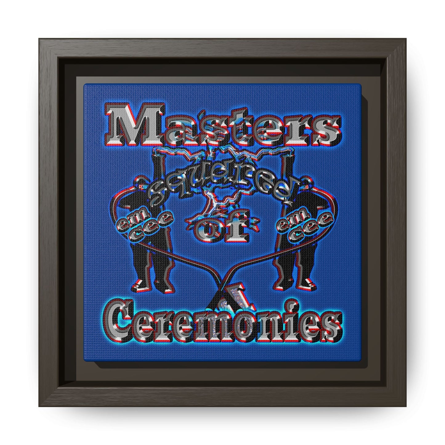 em cee squared - framed canvas art (dark blue)