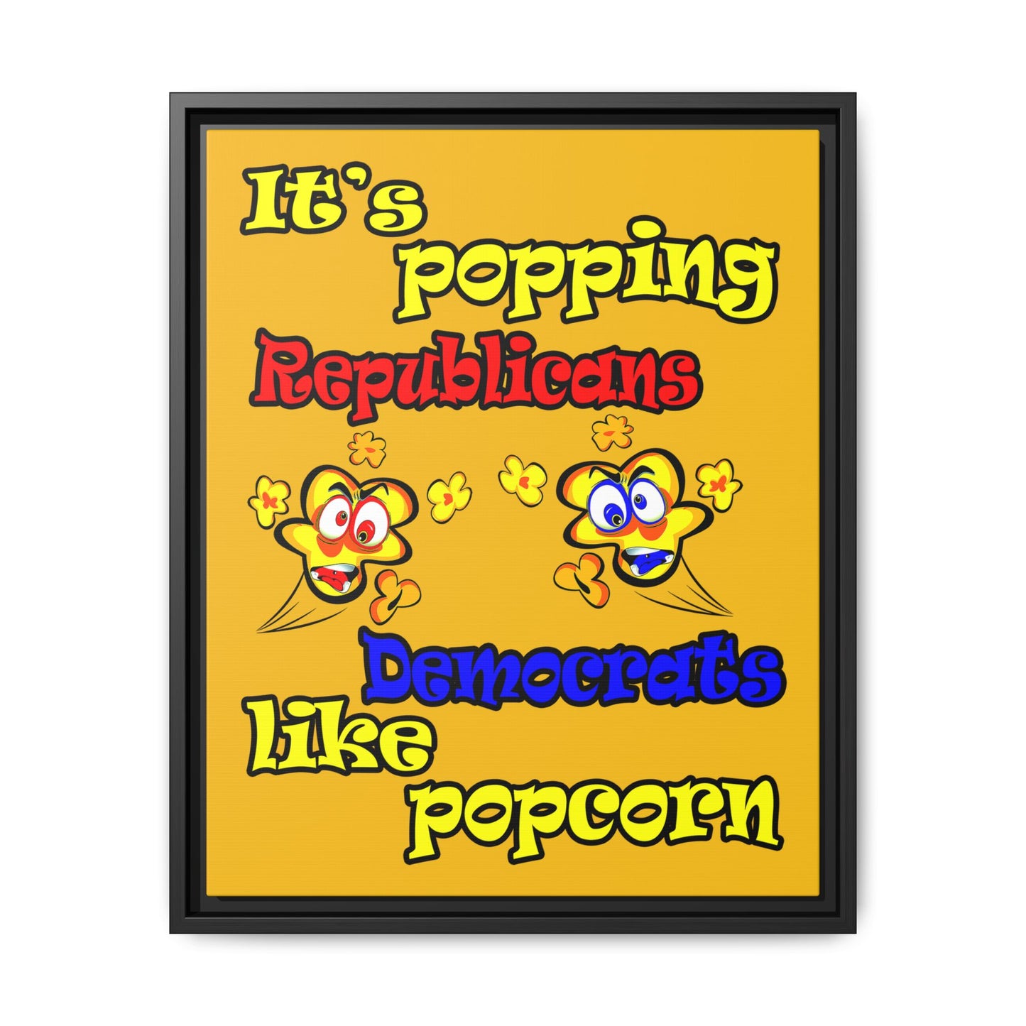 popping like popcorn - framed canvas art (yellow)