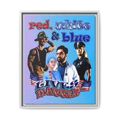 rw&b lives matter - framed canvas art (light blue-purple wave)