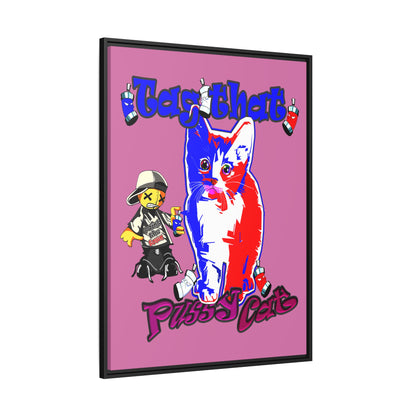 tag that - framed canvas art (light pink)