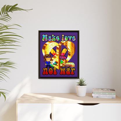 love peace - framed canvas art (purple)