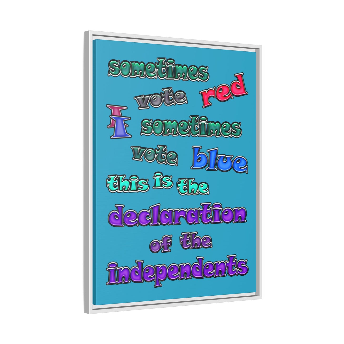 declaration of the independents - framed canvas art (turquoise)