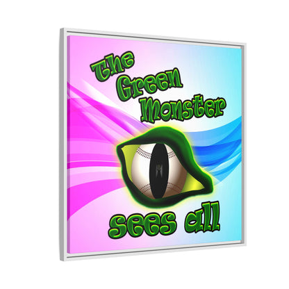 green monster - framed canvas art (light blue-pink wave)