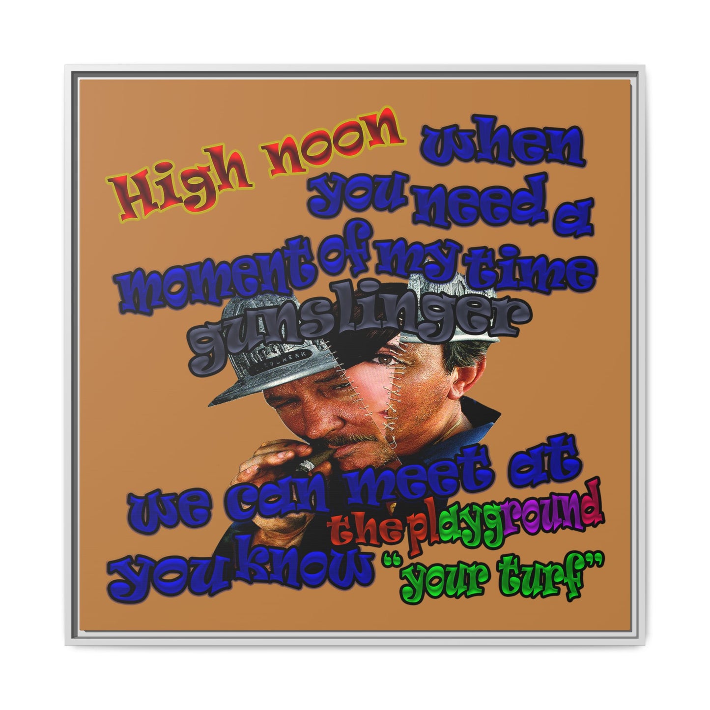 high noon - framed canvas art (light brown)