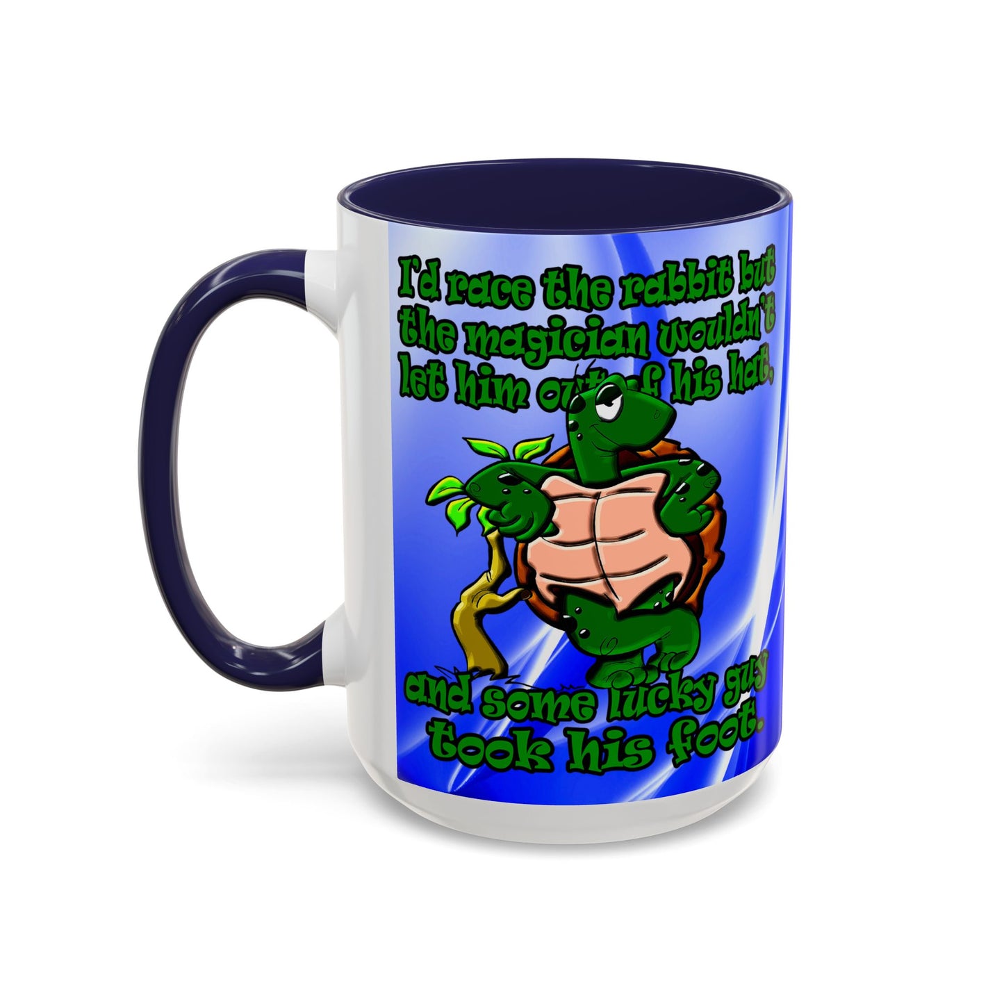 turtle race - Accent Mug (blue-white wave)