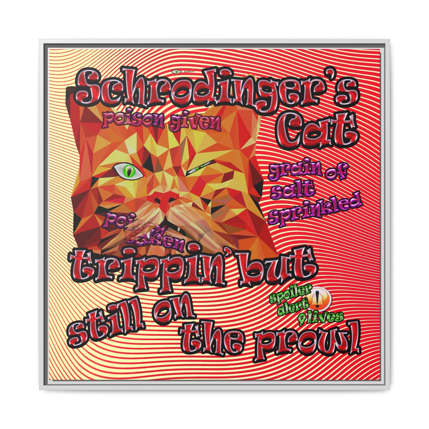 schrodinger's cat - framed canvas art (yellow-orange wave)
